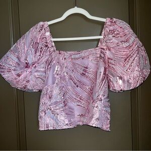 Buddy Love Pink Textured Puff Sleeve Blouse